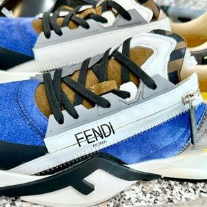 NEW Fendi Blue &  Grey Suede Flow  multicolored Size 8 Euro size 40. Unisex